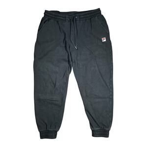 FILA M Streetwear Joggers Black Tapered Fleece Sweatpants Minimalist Modern